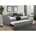 thumbnail image 2 of Home Design Nora Twin Daybed with Upholstered Frame, Camelback Backrest, Arched Arms, Nailhead Trim, and Pull-Out Trundle, Stylish Guest Bed, Light Gray, 2 of 5