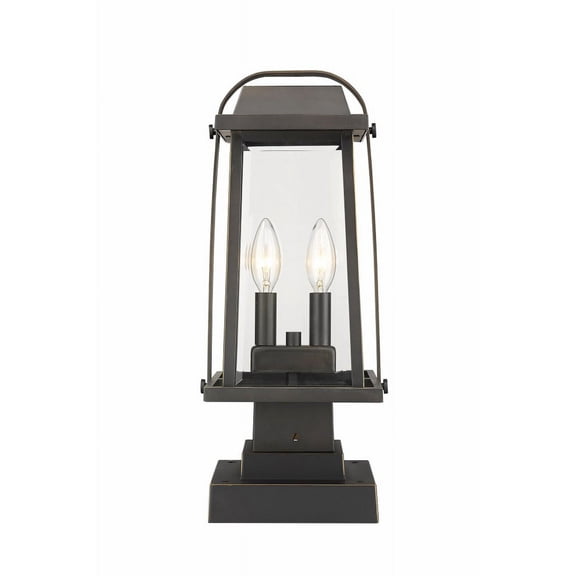 Z-Lite 574Phms-Sqpm Millworks 2 Light 18" Tall Outdoor Pier Mount Post Light - Bronze
