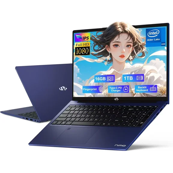 17.3" FHD IPS Student Laptop Computer - 16GB RAM 1TB SSD, Intel Pentium 4 Cores N100(Beat to i3-1115G4, Up to 3.4GHz) 65W Type-C 2 Years Warranty Fingerprint Backlit Keyboard Wi-Fi 6 BT5.2
