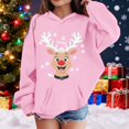 thumbnail image 4 of Little Girls Graphic Hoodie Merry Christmas Print Hooded Sweatshirt Festive Pullover Top Fall Fashion Clothing Size 7-8T ,Pink, 4 of 5