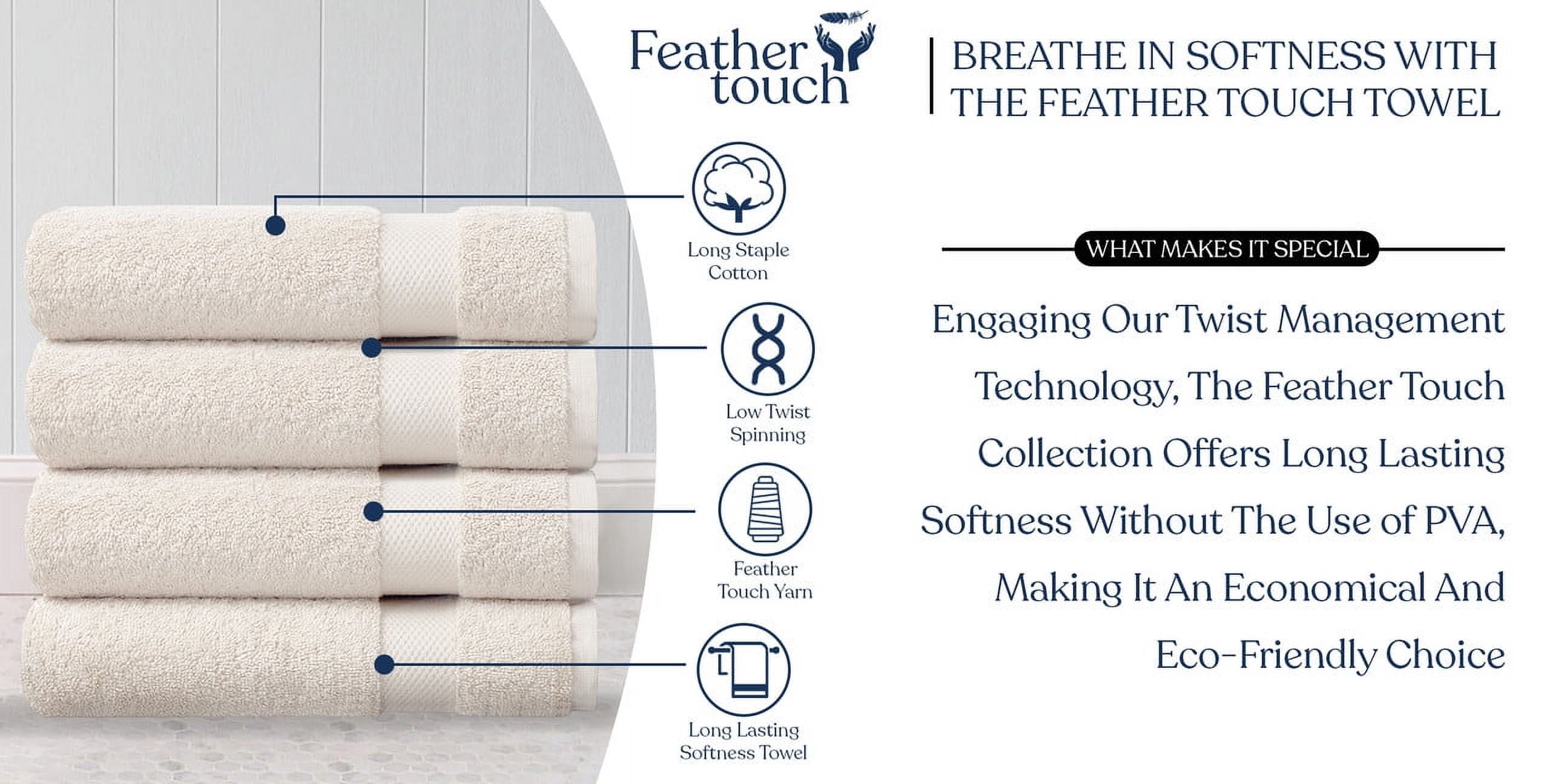 Delara Organic Cotton Bath Sheet 36"x70" Pack of 4, 650 GSM Plush Soft Quick-Dry Ultra-Absorbent Towels, GOTS & OEKO-TEX Certified, Ivory