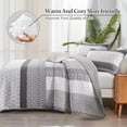 thumbnail image 3 of Grey Quilt King Size, Bohemian Stripe Quilt Sets 3 Pieces Boho Quilted Bedspread Set Lightweight Microfiber Coverlet Bedding Set All Season (104"x90"), 3 of 8