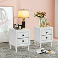 thumbnail image 4 of Costway Table de Chevet avec Pieds en Bois et Tiroirs de Rangement Blanc, 4 of 10