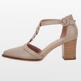 thumbnail image 2 of Women  T-Strap Dress Shoes with Block Heels  Low-Cut Sandals with Stacked Block Heels, 2 of 4
