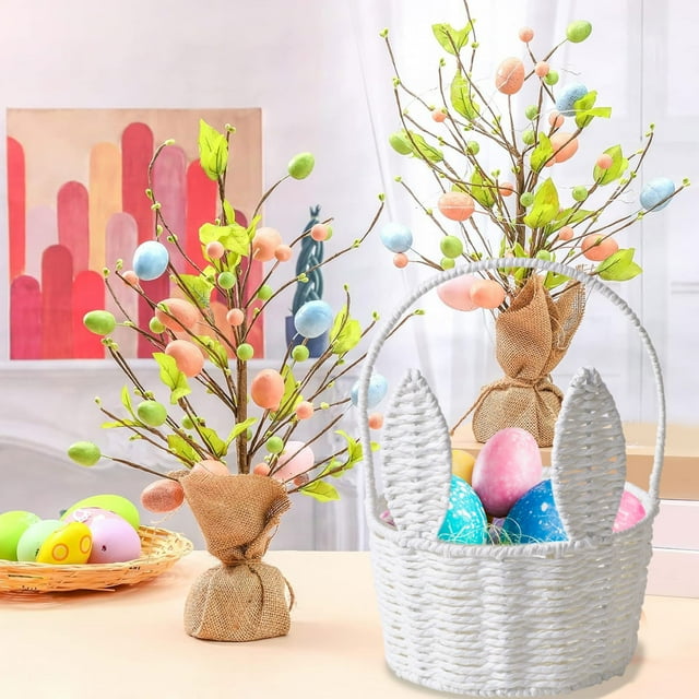 Bunny Easter Basket Easter Basket Bunny Basket Woven Easter Basket Gift Baskets Empty Easter Bunny Basket Cute Easter Basket Personalized Candy Eggs Basket