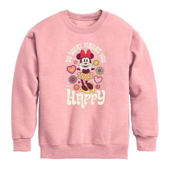 Disney - Mickey & Friends - Minnie Mouse - Do What Makes You Happy - Toddler And Youth Crewneck Fleece Sweatshirt