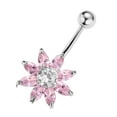 thumbnail image 2 of hengtong 5X Stainless Steel Chrysanthemum Belly Button Navel +Pink, 2 of 9