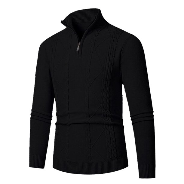 pstuiky hombres de manga larga, Suéter de solapa de color sólido para hombre, suéter de punto, suéter informal cálido de manga larga para hombre Tops casuales para hombres l