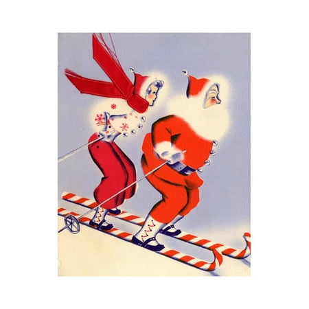 Santa and Woman Together on Candy Cane Skis, National Museum of American History, Archives Center Print Wall