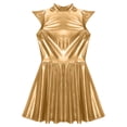 thumbnail image 5 of Zaldita Womens Shiny Metallic Mini Dress Holographic Skater Dress for Party Club Dance Disco Gold S, 5 of 7