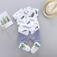 thumbnail image 4 of Summer Baby Boys Casual Short Sleeve Floral Fur Print T-shirt Tops+Shorts Costume Set White XL, 4 of 6