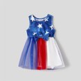 thumbnail image 4 of PatPat Independence Day Family Matching Cotton Star Print Spliced Colorful Mesh Cami Dresses and T-shirts Sets, 4 of 10