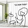 thumbnail image 5 of Ambesonne Humor Shower Curtain, Badumts Drum Meme Comics, 69"Wx84"L, Black and White, 5 of 5