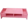 thumbnail image 1 of Monitor Stand with Drawer Laptop PC Monitor Riser Rack Holder Desk Organizer Tabletop Storage Cabinet Wooden Pink, 1 of 5