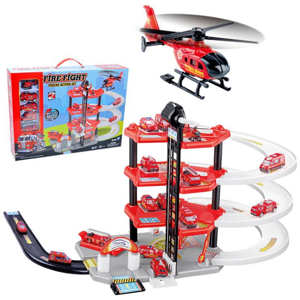 KYAIGUO Kids Garage Toy Set, Small Car Car Ramp, Parking Garage Toy Set