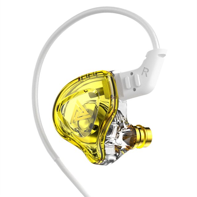 Injueey Auriculares con cable portátiles de 1,2 m, Cable de fibra colorido, auriculares HiFi para escuchar música, ver vídeos, ver llamadas Cables de audio/vídeo Amarillo