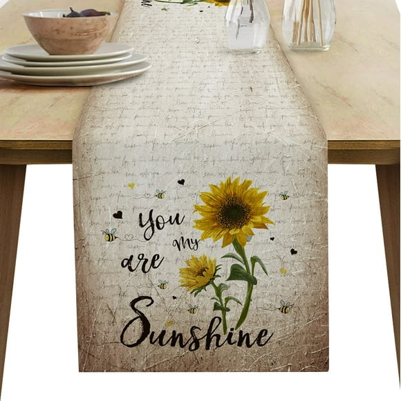 Custom Bed USA Chemin de Table Rustique Tournesol 13x90 Pouces Lin Toile de Jute Antidérapant Résistant à la Chaleur Napperon Décoration Maison pour Mariage Banquet - Tu Es Mon Rayon de Soleil