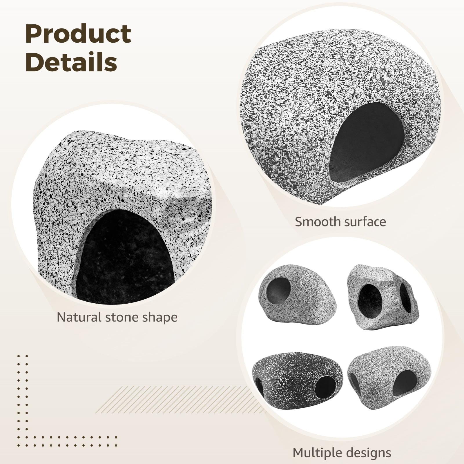 8 Pcs Ceramic Stone Cave Aquarium Decoration, Natural Rock Caves for Fish Tank, Smooth Surface, Multiple Sizes, Safe and Harm-Free, Provides Hiding Spaces for Fish