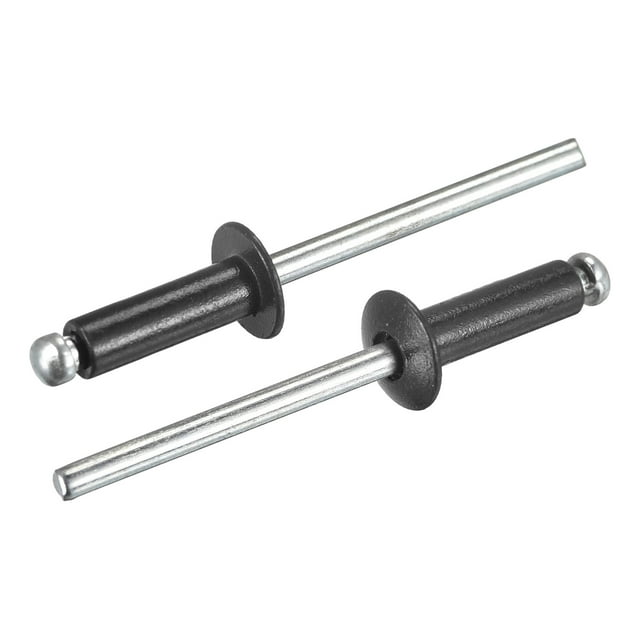Unique Bargains Rivets Aveugles à Tête Ronde Plate en Aluminium de 4 Mm x 12 Mm, Pack de 200 Noir