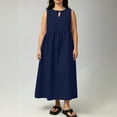 thumbnail image 5 of Karymi Plus Size Bow Keyhole Sleeveless Midi Dress, High Waist A-Line Casual Flowy Summer Dress with Pockets Easter Dress, 5 of 7