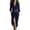 Navy, variant on Women's Suede Long Shirt Dresses Lapel Long Sleeve Solid Color Casual Loose Midi Fall Spring Dresses with Belt