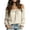 Beige, variant on Women's One Shouder Tops Long Sleeve Ruffled Solid Chiffon Puff Cuffs Elegant Casual Blouse