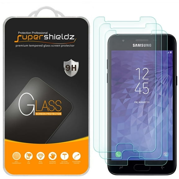 [3-Pack] Supershieldz for Samsung Galaxy J3 Achieve Tempered Glass Screen Protector, Anti-Scratch, Anti-Fingerprint, Bubble Free