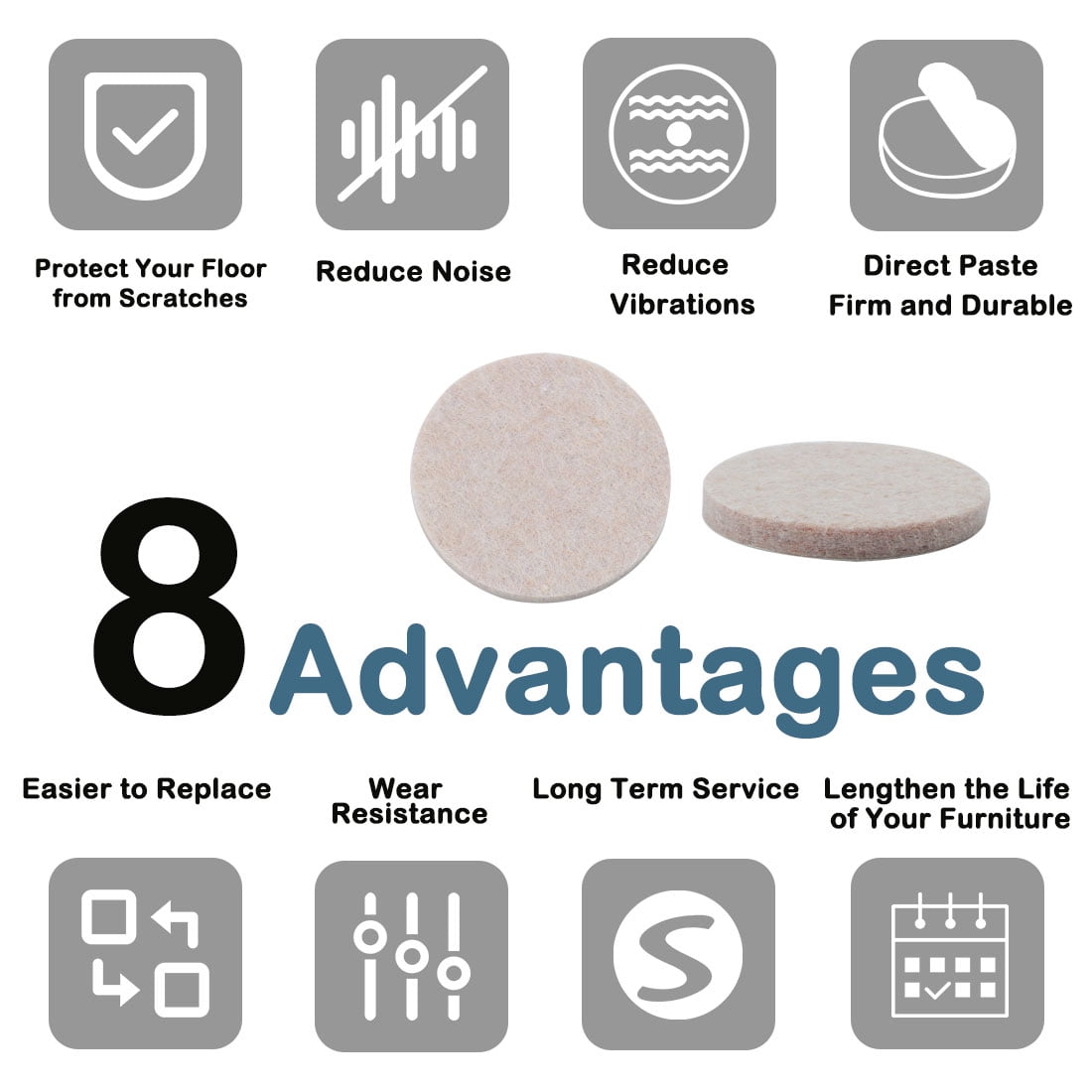 Unique Bargains  Table Leg Caps Floor Protector Set of 4 0.75" x 0.20"