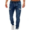 thumbnail image 2 of Bazeneo Mens Jeans with Zip Pockets Elasticated Waist Denim Trousers High Stretch Slim Fit Jean Pants Drawstring Skinny Bottoms Smart Casual Trouser for Men Y2k Streetwear M-4XL, 2 of 6