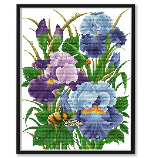 Cuadros Decorativos Iris 14CT algodón estampado DIY punto de cruz colgador decoración bordado (H791) Ehuebsd embutido en tela