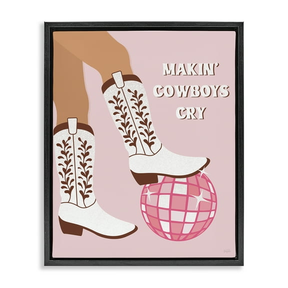 Stupell Industries Makin' Cowboys Cry Fashion Painting Black Floater Framed Canvas Art Print Wall Art, 17 x 21
