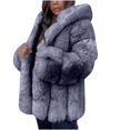 thumbnail image 7 of Lindreshi Winter Coats for Women Plus Size Clearance Women's Imitation Patchwork Medium Length Hooded Coat, 7 of 7