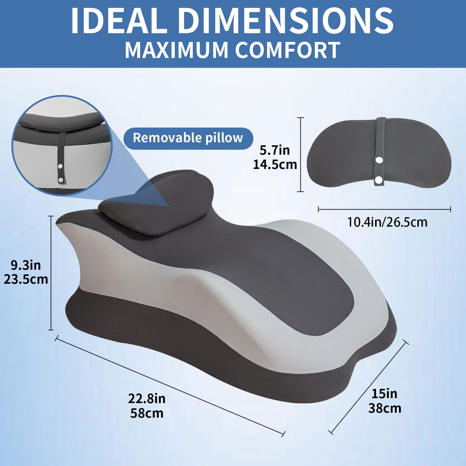 Ergonomic Memory Foam Wedge Pillow, Multi-Position Body Support Cushion for Pain Relief, Removable Washable Cover