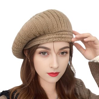 4283 Strawberry Beret Hat Wool Beige Beret With Bow And Pendant For Women LIFKOME Women Beret Hat Straw Hat Bow and Strawberry Pendant  main image 3