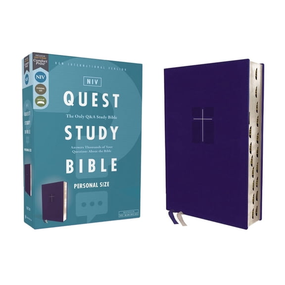 Niv, Quest Study Bible, Personal Size, Leathersoft, Blue, Thumb Indexed, Comfort Print: The Only Q and A Study Bible, (Hardcover)