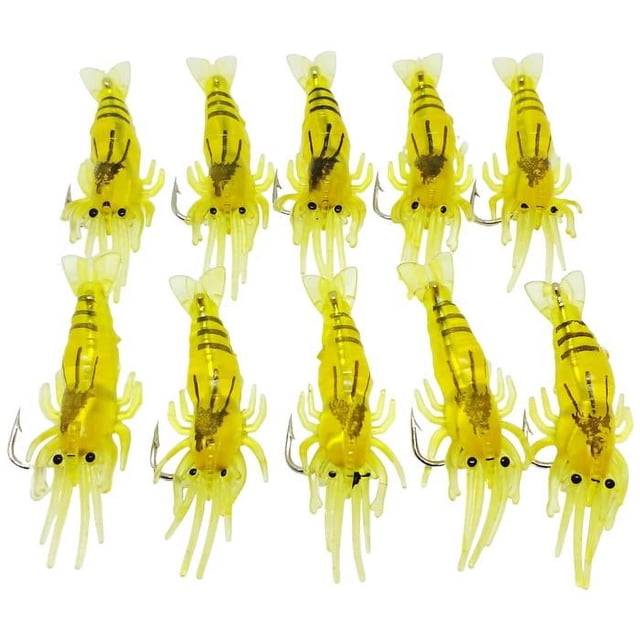 Señuelo para Peces de Mar LobstaHook 2Paq 20pzs 45x15mm 1.3g Amarillo Silicon Suave Anzuelo