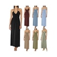 thumbnail image 4 of Yunliwuli Women Summer Dress V-Neck Low Cut Halter Lacing Backless Pleated Sleeveless Dresses, 4 of 8