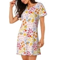 thumbnail image 2 of Fuzoiu Colorful Floral Print Women Nightgowns, Soft Comfy Lightweight Short Sleeves Sleepwear,Crew Neck Loungewear, 2 of 6