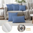 thumbnail image 6 of Blue Outdoor Waterproof Pillow Covers, Farmhouse Vintage Abstract Linen Texture Striped Decorative Rectangle Throw Pillowcase Sofa Cushion Sham for Patio/Couch/Chair, 20"x12" 2 Pack, 6 of 8