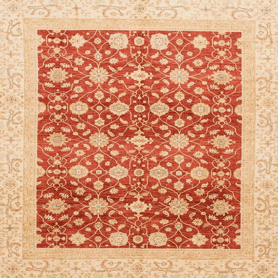 Ahgly Company Machine Washable Indoor Square Abstract Orange Red Area Rugs, 8' Square