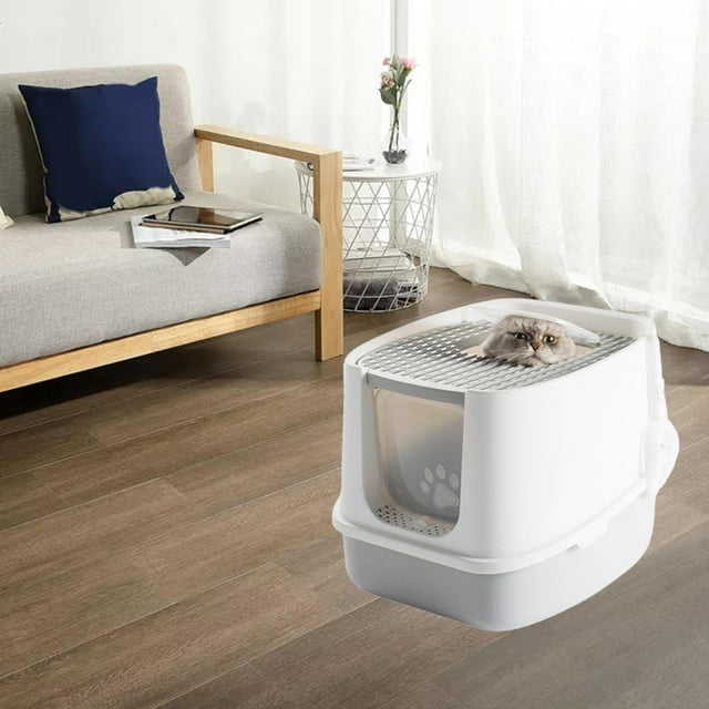 Caja de arena para , inodoro, anti-cinturón, arena, tapa completamente cerrada, lavabo para las edades, jardín, mascotas, suministros m gris m Colco cuenca de arena para gatos