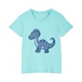 thumbnail image 3 of Odeerbi Kids Boys Girls T-shirt Dinosaur Print Short Sleeve Cotton Tee Tops Kids Fashion Cute Round Neck Cartoon Print Tees Blue, 3 of 5