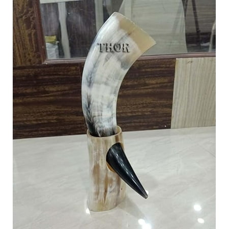 

Viking Authentic Handmade African White Drinking Horn | Medieval Drinking Mug with Stand | Viking s Drink Cup | Food Safe Beer Horns 9 to 12 Inches Rustic Vintage Home Decor Gifts