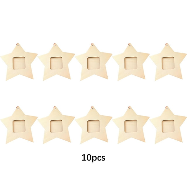 10 Pieces Christmas Tree Plywood Photo Frame Christmas Tree Plywood Assortment Hotel Living Room Wall Star Hanging Decoration Assorted Kit