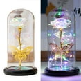 thumbnail image 2 of Valentine's Gift Forever Flower Gold Foil Rose Flowers in Glass Dome LED Light Valentine's Day, 2 of 21
