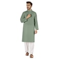 thumbnail image 5 of Atasi Cotton Kurta Solid Ethnic- Festive Long Shirt W/ Pintuck Traditional Indian Wear For Men's, 5 of 7