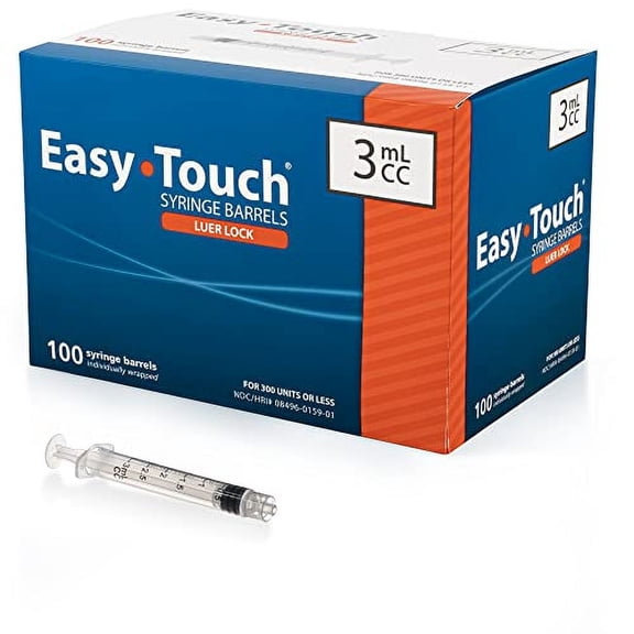 EasyTouch Luer-Lock Syringe Barrel, 3ML Syringe, Pack of 100
