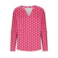 thumbnail image 4 of Women's Sweatshirts, Long Sleeve Womens Tops Dressy Polka Dot Graphic V Neck T Shirts Loose Fit Button Three Quarter Work Blouse, 4 of 5