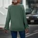 thumbnail image 4 of Camisa de manga larga de encaje con cuello en V para mujer Suelta Casual Moda Agradable para la piel Transpirable Cuello en V Color sólido Top de manga larga Verde L, 4 of 7