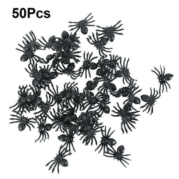 Realistic Black Plastic Spiders 50-Pack, Scary Halloween Decoration Prank Props for House Party Decor, Multicolor, One Size, Plastic